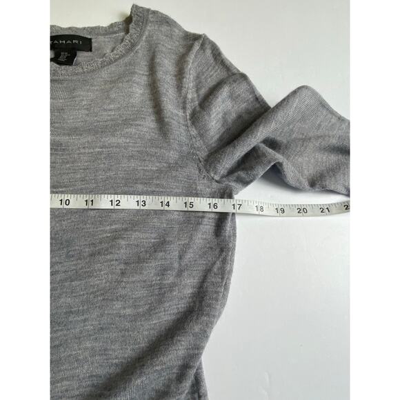 Tahari Gray Lightweight Merino Wool Blend Long Sleeve Sweater Dress Size Medium - Picture 6 of 9